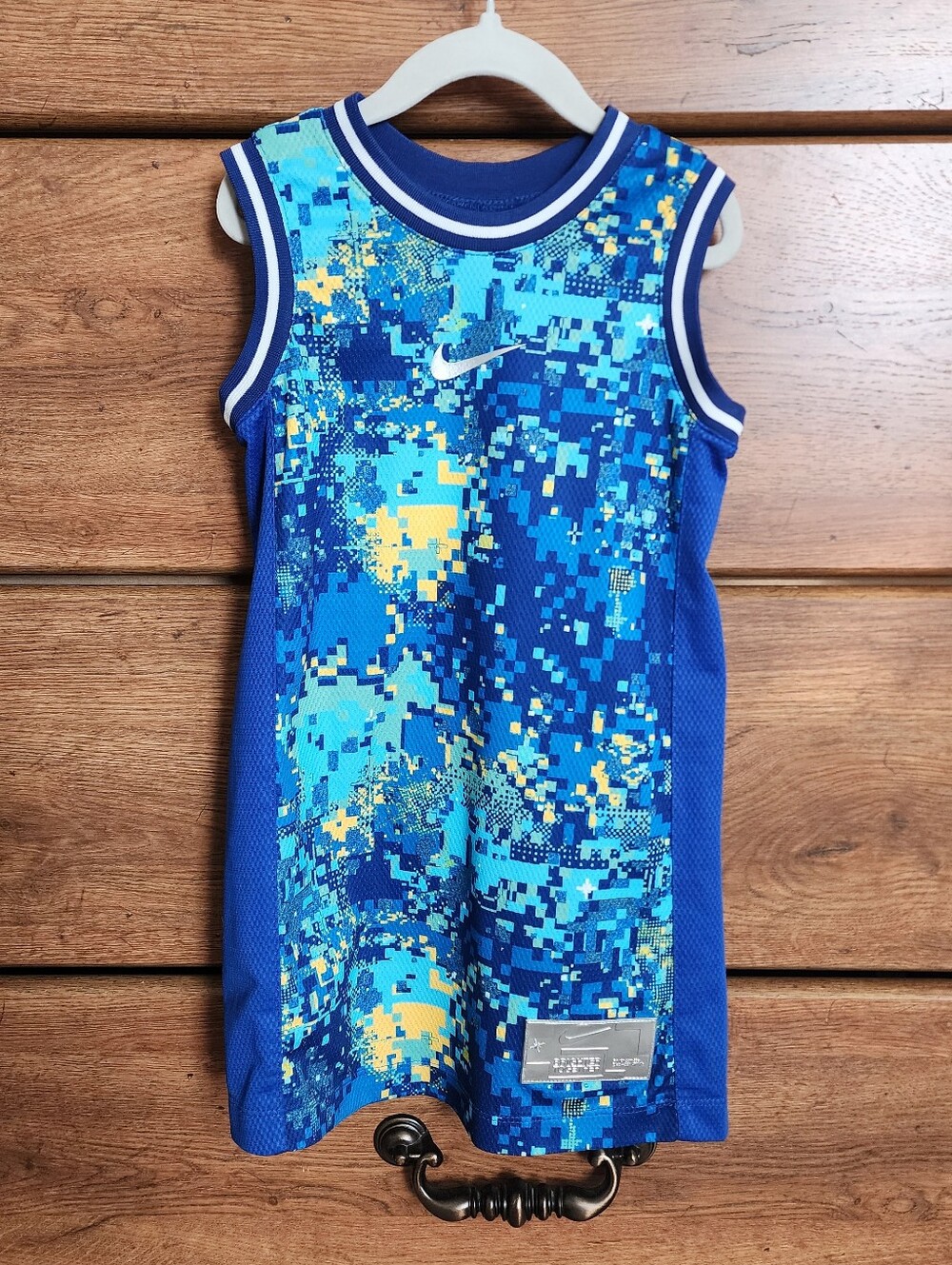 Nike Blue Pixel Print Sleeveless Girls Sheath Dress 5T